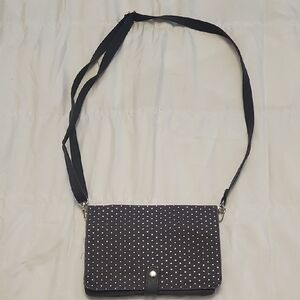 Thirty-One Black and White Polka Dot Crossbody Bag